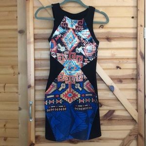 Black detailed boutique body con dress